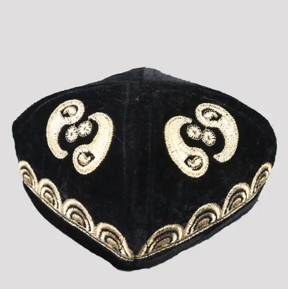 

Folding Chinese Xinjiang Hat Uighur Men Cap Embroidered Square Dance Spring Ethnic