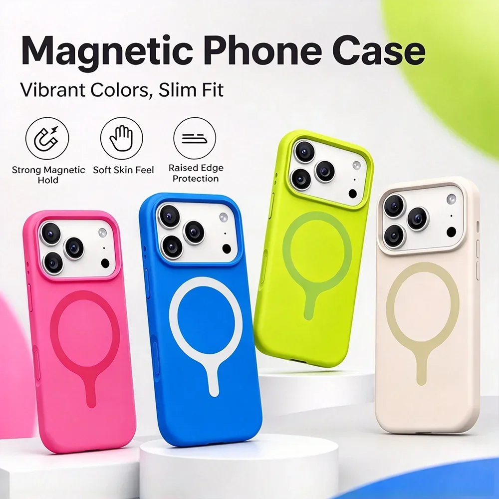 HANNUO Magnetic Liquid Silicone Phone Case For iPhone 18 17 Pro Max Cases For Magsafe For Official Shockproof Protector Cover