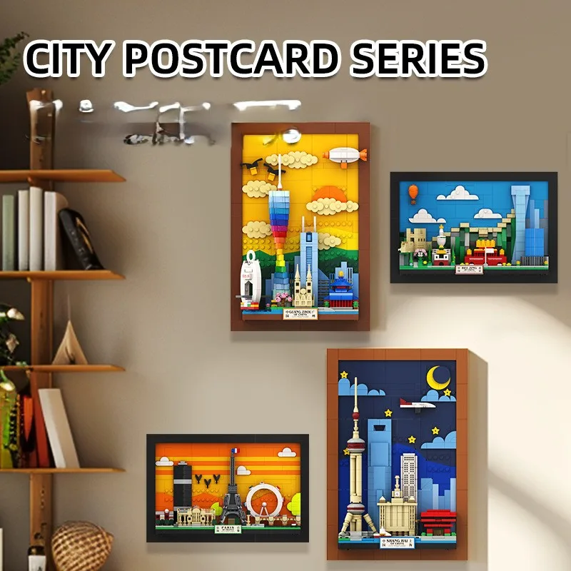4920 City Postcard Street View Small Particle Building Blocks DIY Assembly Architecture Model Bricks Toy Desktop Decoration Gift
