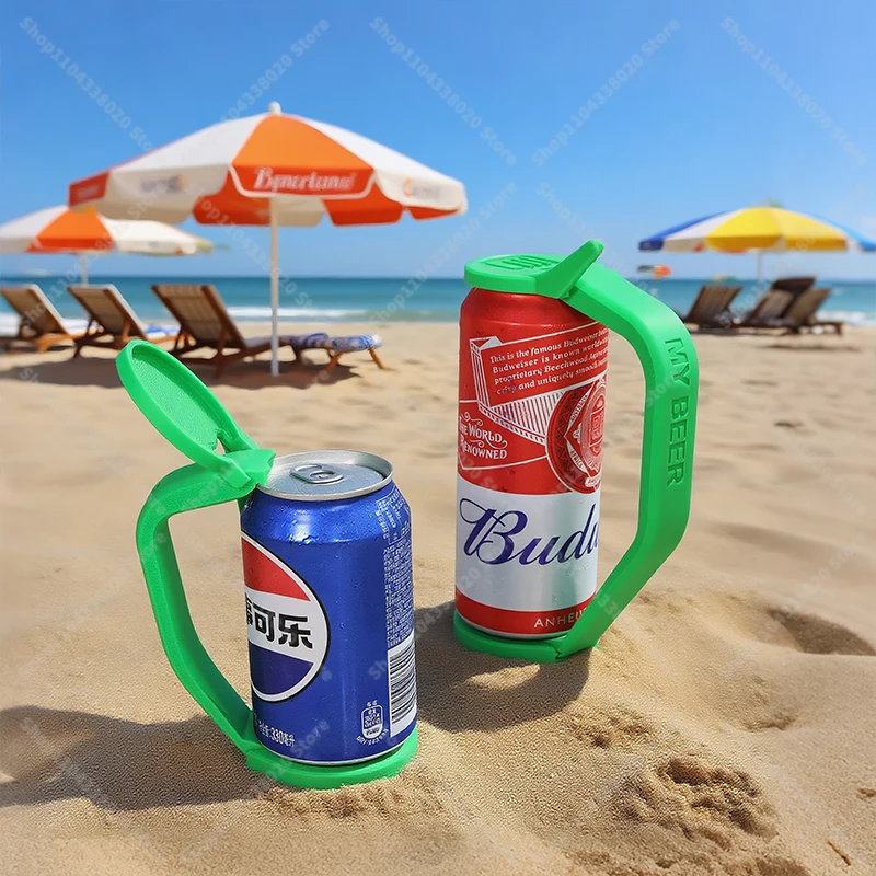 Printed Flip Lid Can Holder Universal Fit Plastic Beer Soda Grip Leak Proof  Beach Pool Outdoor Sports Travel Drink Cooler Gift view 3