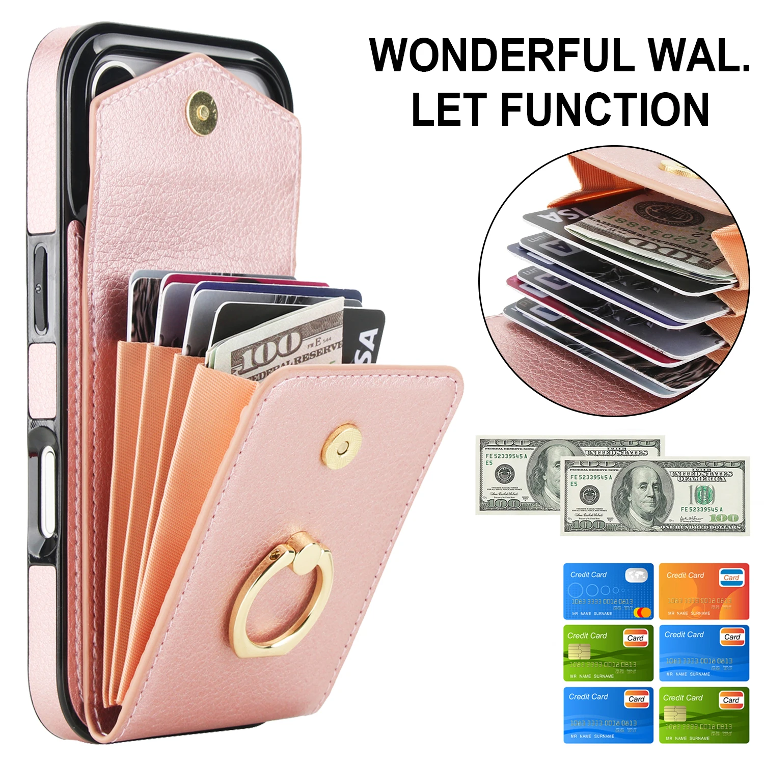 حافظة هاتف محفظة جلدية لهاتف آيفون 17 16 15 14 Pro Max Air 16E 15/14 Plus + غطاء جيب بحزام #2
