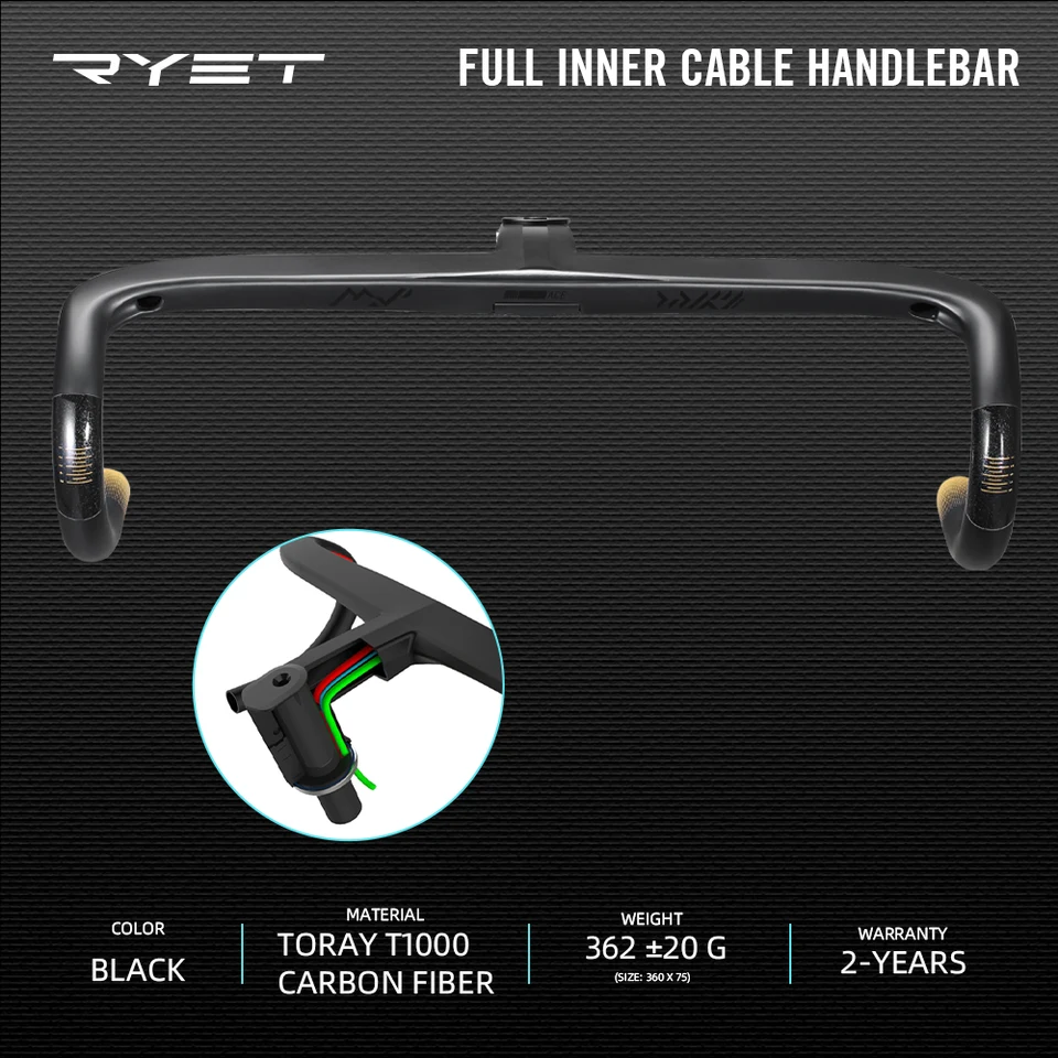 Ruet ergoace-カーボン一体型ロードハンドルバー、完全内部ケーブル