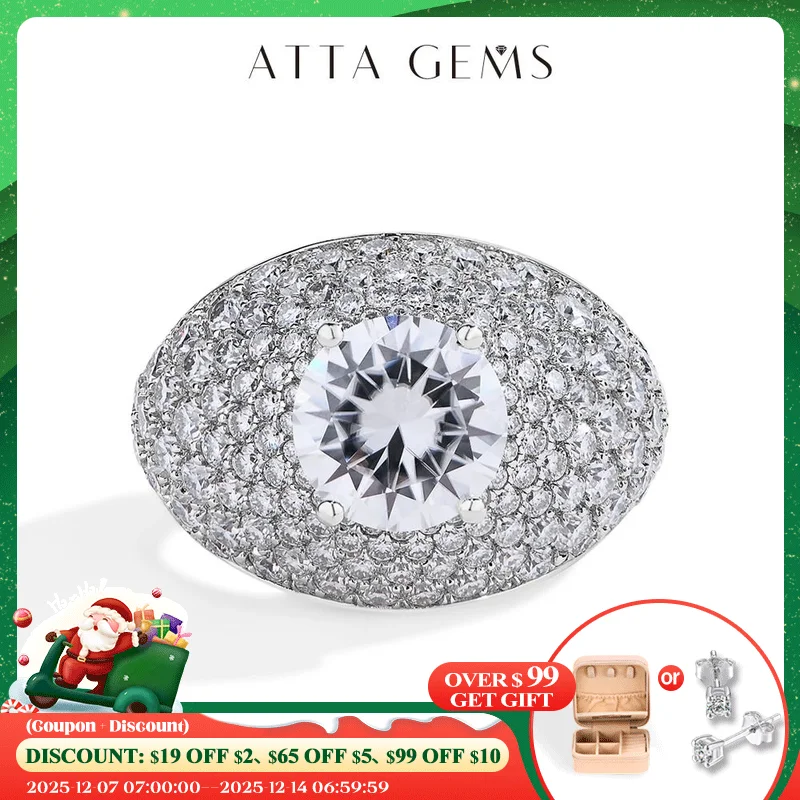 ATTAGEMS ريال 925 فضة مويسانيتي خواتم 3.0CT قطع مستديرة D VVS1 الماس المشاركة الزفاف غرامة مجوهرات هدية للنساء