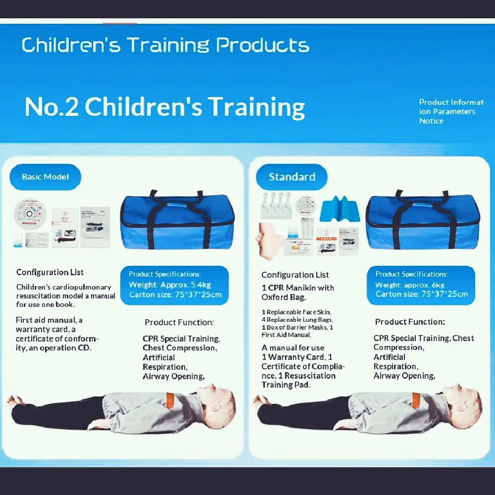 Pediatric First Aid CPR Simulator, Basic Non-Electronic Child Resuscitation Mannequin for School & Community Emergency Training