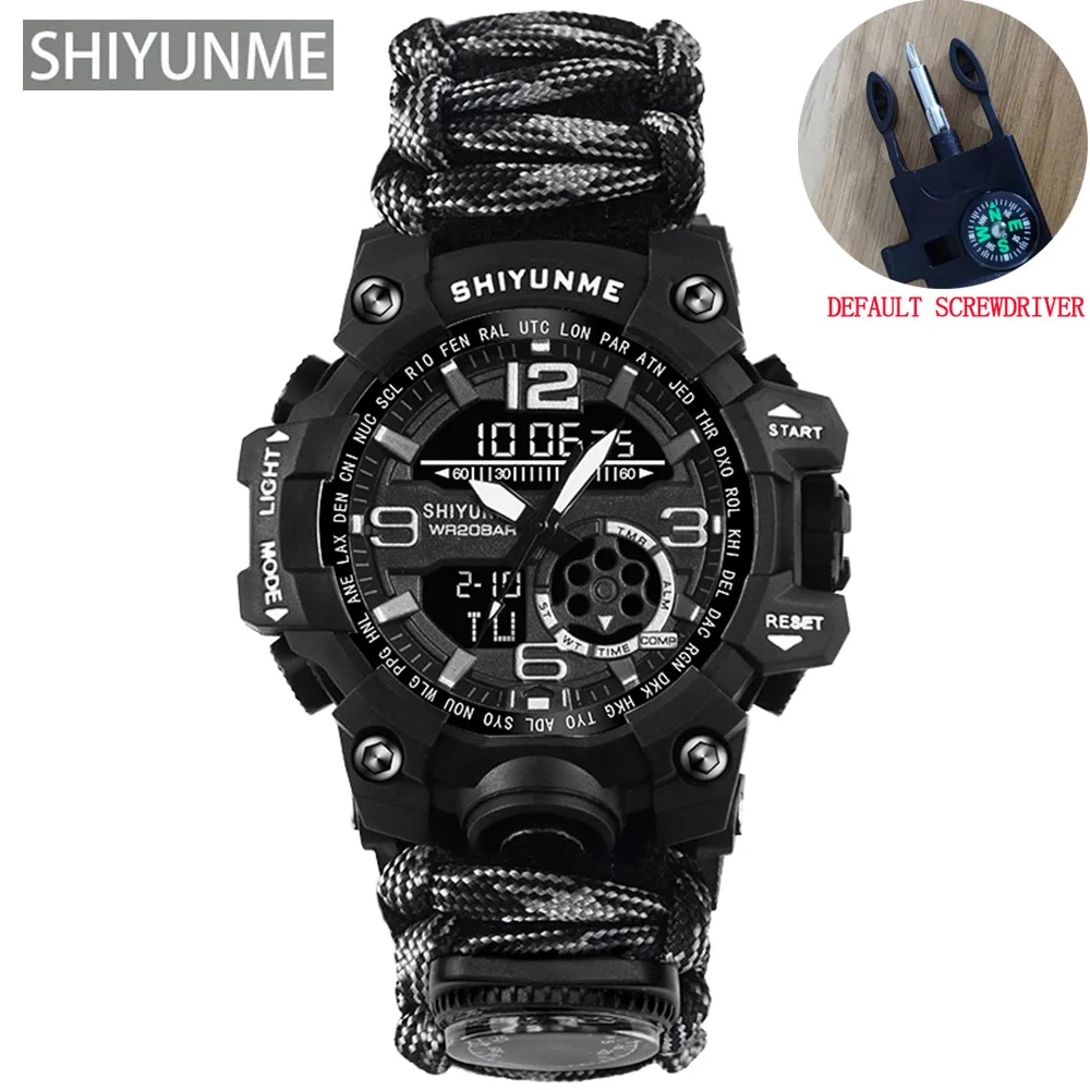 Outdoor Survival Paracord Watch with Compass & Thermometer