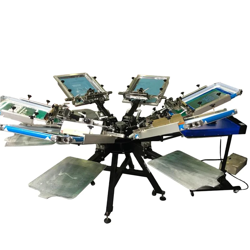 Manufacturer Good Price Manual 6 Color 6 Station T-shirt Screen Printing Machine