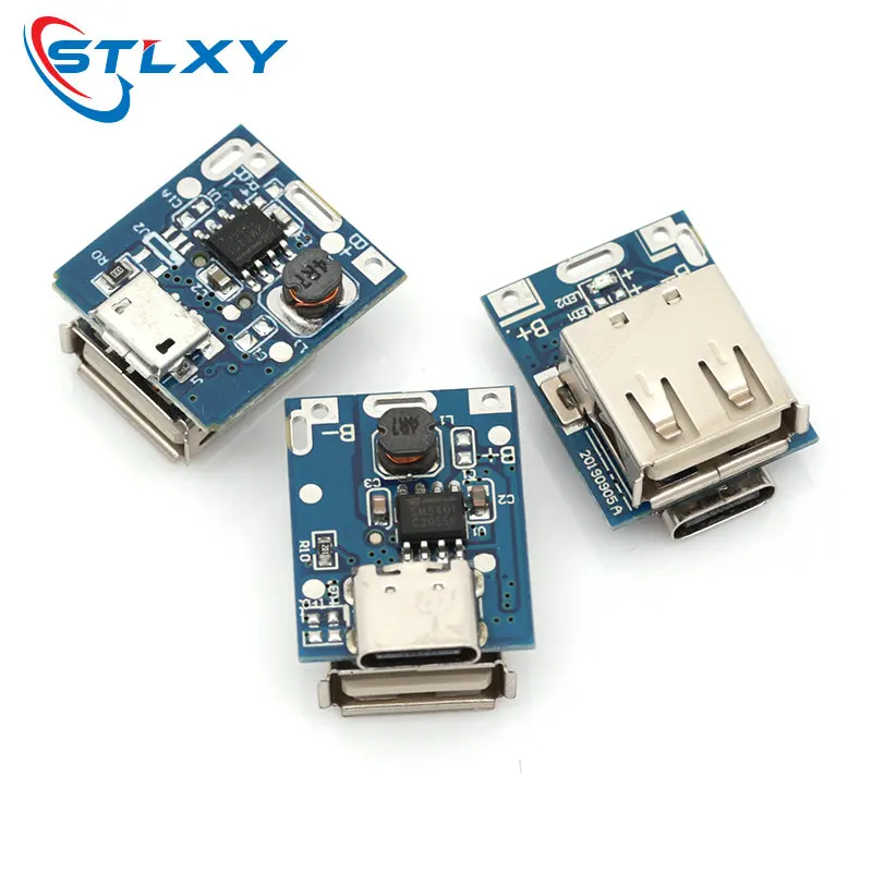 Stlxy 5V Boost Converter Step-Up Power Module Lithium Battery Charging Protection Board LED Display USB For DIY Charger 134N3P