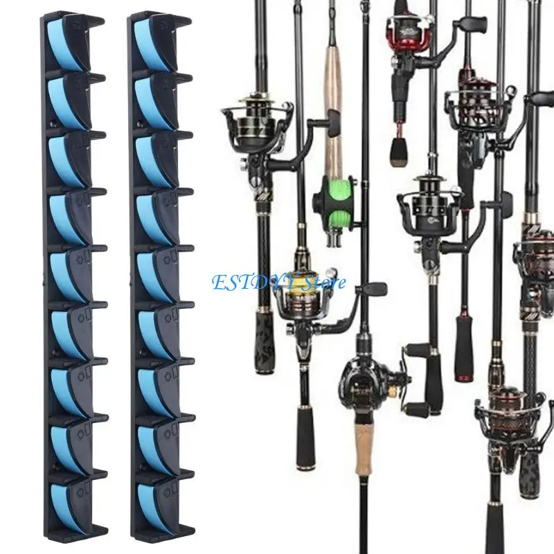 

G6DE 9 Rod Fishing Rod Holder Wall-mounted Poles Rack Vertical Rod Stand for Garage, Cabin and Basement Fishing Accessory