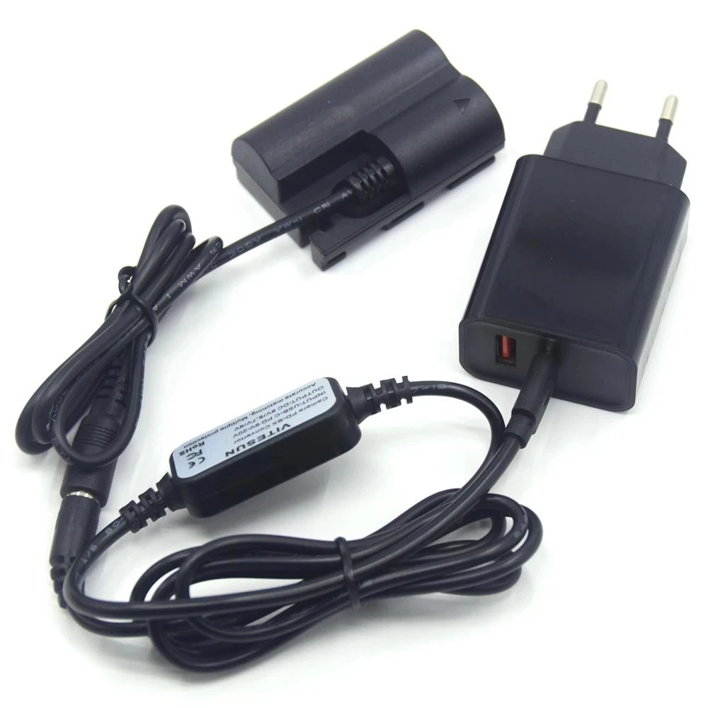 BP-511 DR-E2 DR-400 baterai palsu + ACK-E2 kabel Power Bank USB C + adaptor Charger PD untuk Canon EOS 20D 30D 40D 5D 50D D30 D60