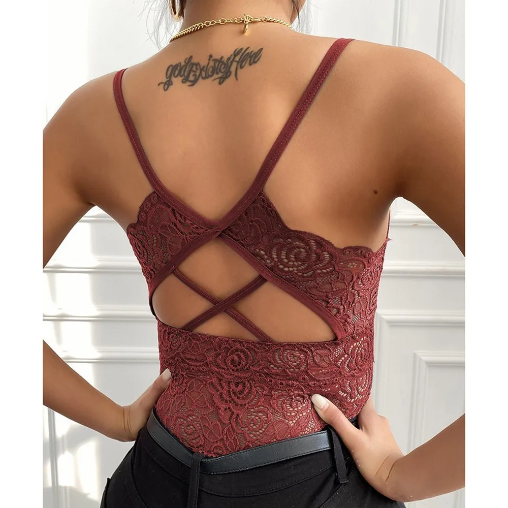 Sexy Women Tank Tops Lace Bustier Crop Top Ladies Bra Vest Bralet Camisole Tank Tops Sleeveless Backless Bralette Vests