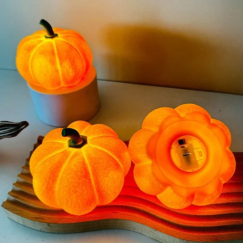 Halloween Pumpkin LED Night Light Battery Powered Warm Lantern For Kids Bedroom Decor Trick or Treat Party Home Holiday Decor