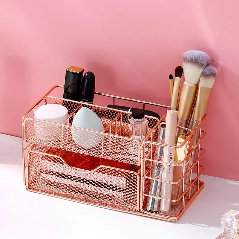 

Nordic desktop multi-layer metal drawer box, office supplies materials, stationery and cosmetics file rack
