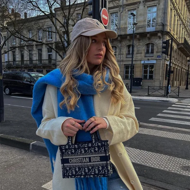 1pc unisexe hiver chaud écharpe de luxe loisirs de plein air écharpe épaissir chaud châle classique glands moelleux écharpe couleur unie doux châle