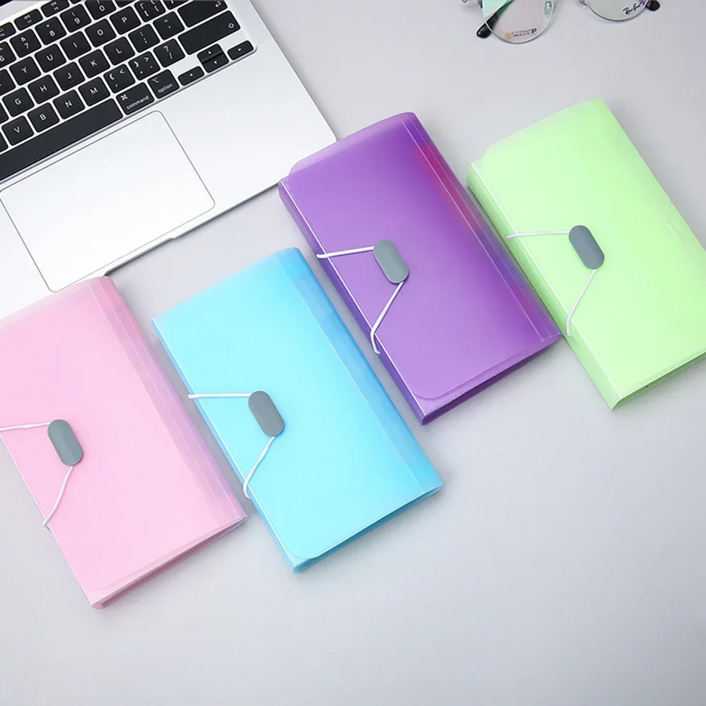 1 STÜCK 13 Zellen A6 Mini Lanyard Orgel Tasche Büro Datei Lagerung Candy Farbe Ticket Ordner Transparenter Ordner