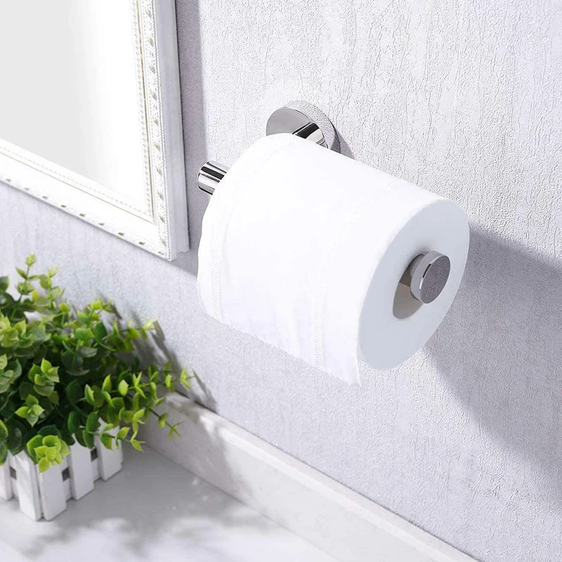 

Toilet Roll Holder,Wall Mounted Modern Chrome Round Bathroom Toilet Tissue Paper Stand Hanger Hook Towel Bar Paper Roll Holder