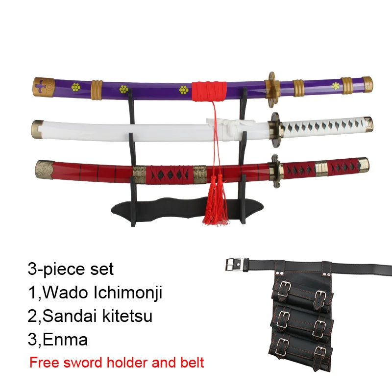 Roronoa Zoro Anime Katana Sword, Enma De Madeira, Roxo, Presentes de Halloween, Unisex, 80cm, 31.5"