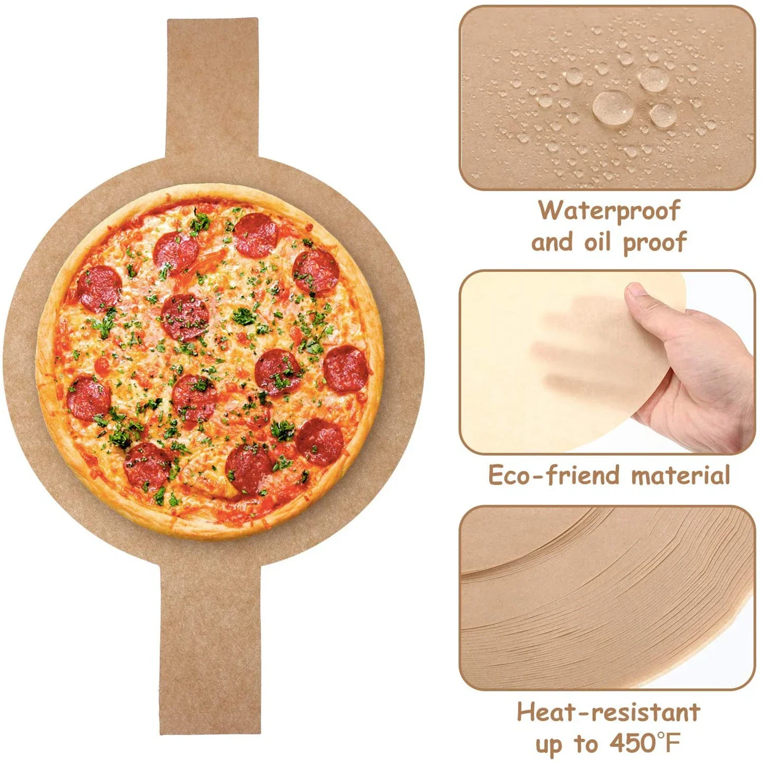 100PC Precut Circle Cake Pan Liners 6/8/9 Inch round Parchment Paper with Lift Tabs Baking Disposable Sheets Non-stick