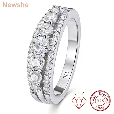 Newshe Luxury Moissanite Wedding Rings for Women Original 925 Sterling Silver Eternity Band Engagement Ring Fine Jewelry
