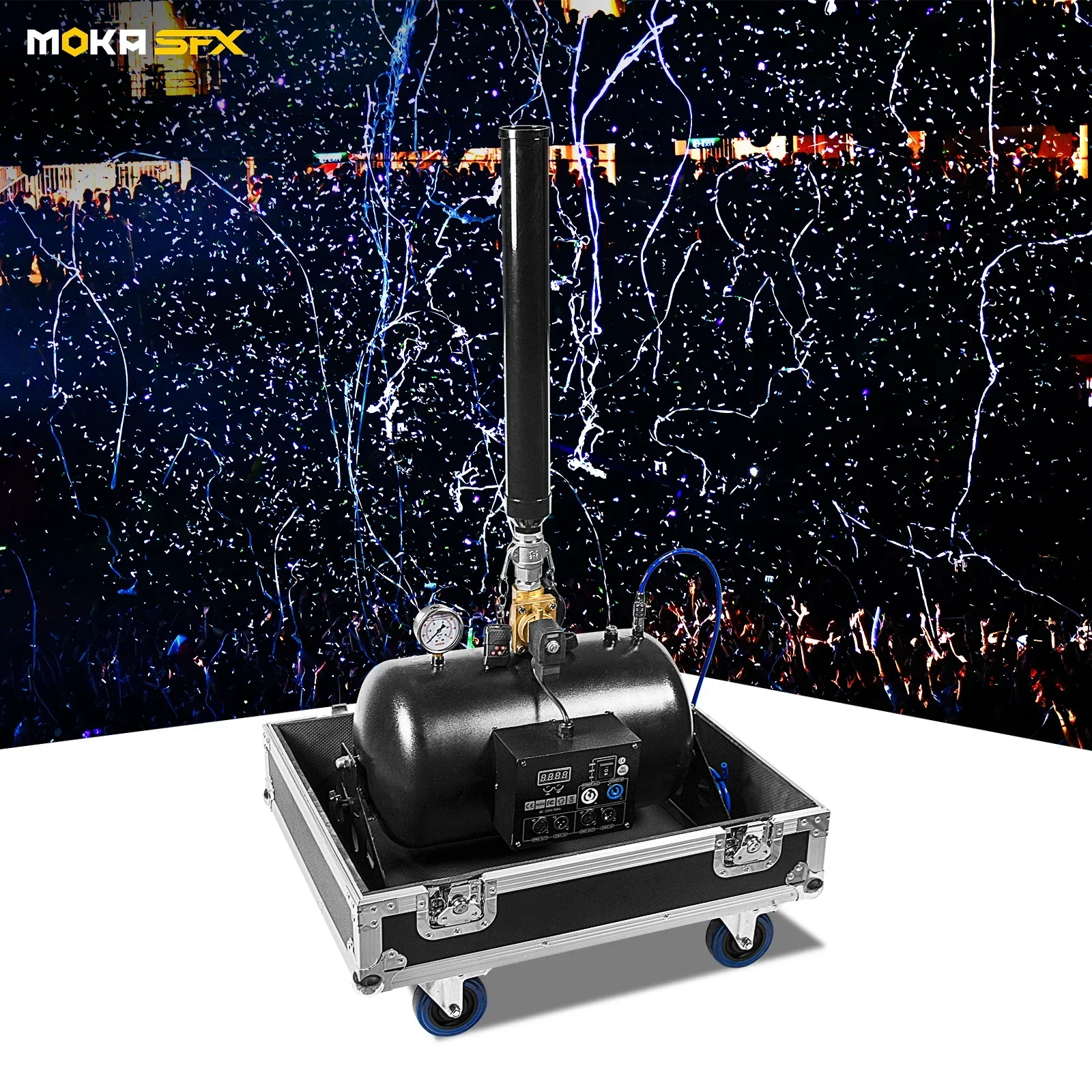 

2025/MK-CN13 Stage Confetti Cannon CO2 Большой стадион из нержавеющей стали Shot 25M Streamer DMX Пульт дистанционного управления Cannon для Celebratio