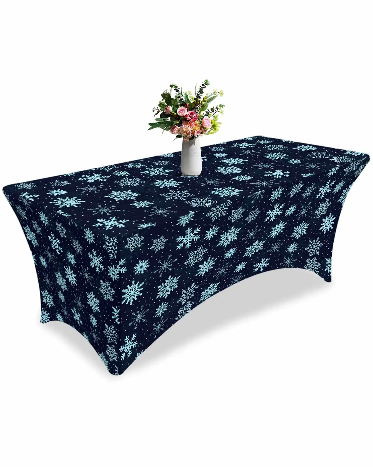 

Snowflake Christmas Winter High Stretch Tablecloth Wedding Party Decor Elastic Print Table Cover Outdoor Table Cloth