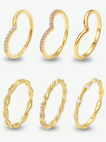 925 Sterling Silver Fashion Golden Twisted V Shaped Zircon Ring For Women Engagement Wedding Luxury High Quality Fine Jewelry