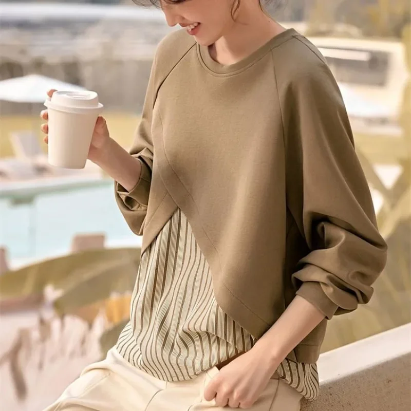 Baggy Loose New In Sweatshirt for Women Casual Y2k Vintage Pullover Novelty Basic Aesthetic 2000s Youthful Clothes M Woman Tops