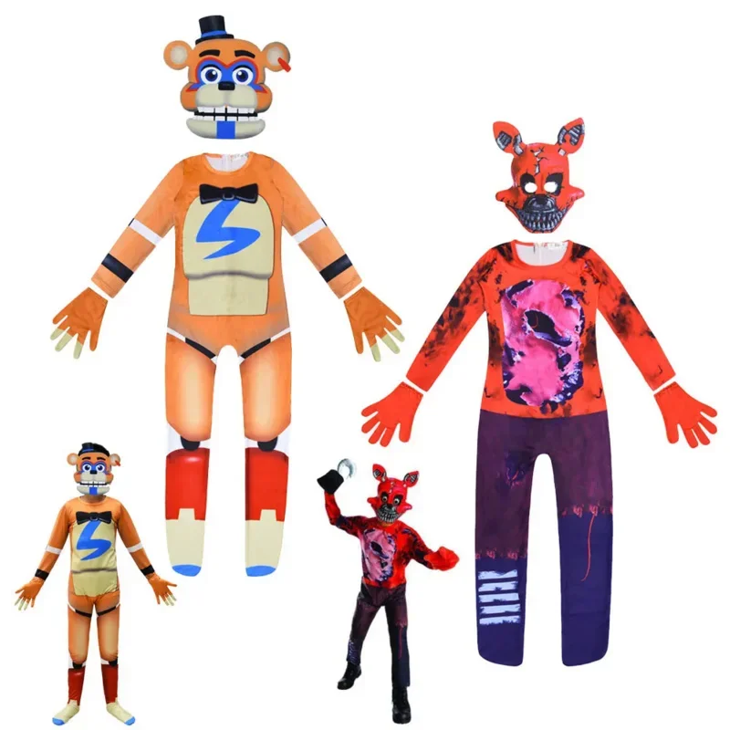 Horrible Halloween Costume Kids Fnaf Scp Jumpsuit Cosplay Bonnie Nightmare Bear Anime Christmas Gift For Kid MN9