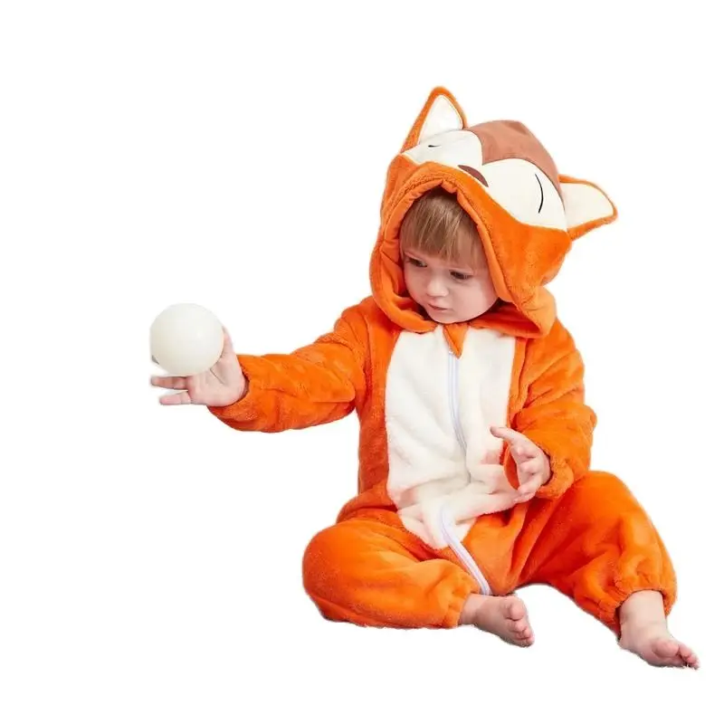 Junge Mädchen Kleinkind Tier Overall Baby Stram pler Winter Cartoon Tiger Eule Dinosaurier Kostüm Säuglings kleidung Pyjama Kinder Kigurumi