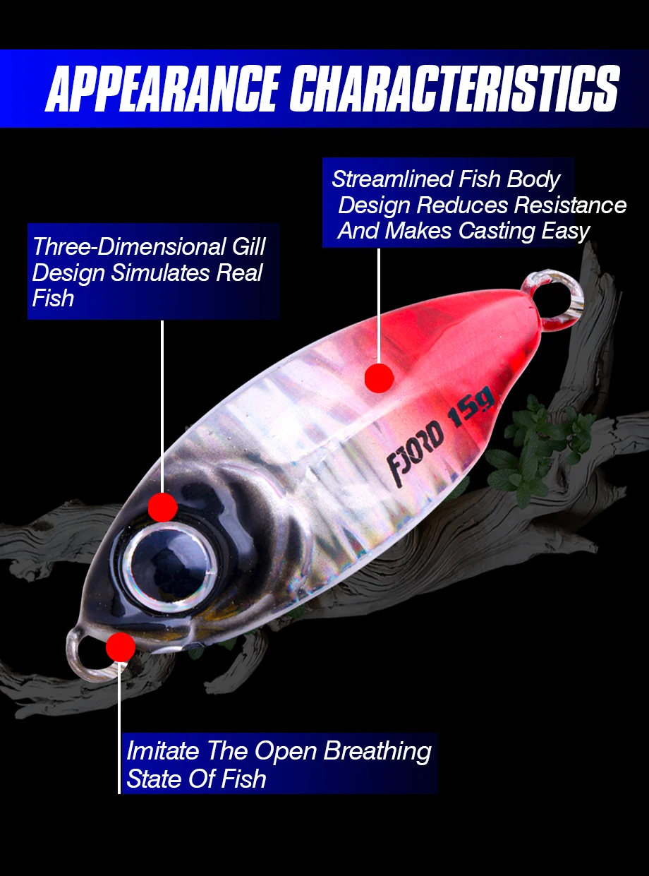FJORD 10g 15g 20g 40g Jig Hard Lure Micro Sea Slow Sinking Shore Casting Metal Jig UV Night Glow Bait Flattening Fishing Supply – Detail 3