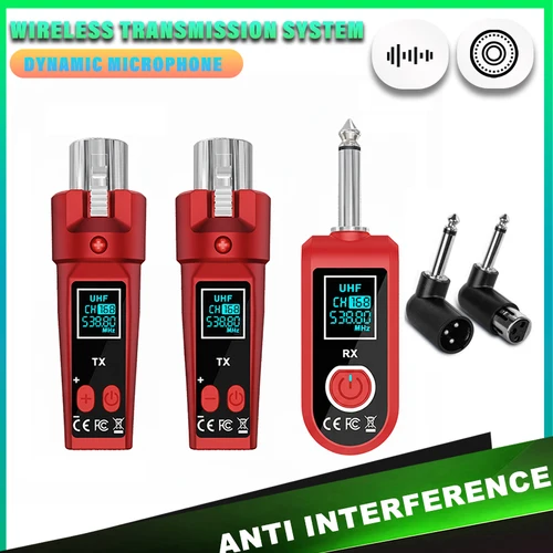 Imagen 1 del producto Convertidor inalámbrico UHF condensador dinámico recarga Universal transmisor y receptor XLR para micrófono mezclador de Audio guitarra