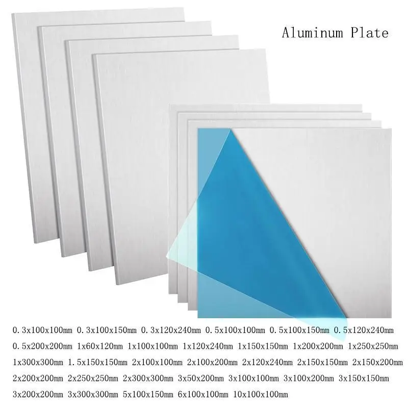 Aluminum Plate Thickness 0.3mm 0.5mm 1mm 1.5mm 2mm 3mm 5mm 6mm 10mm Aluminum Alloy Square Plate Polished Plate Sheet DIY Craft