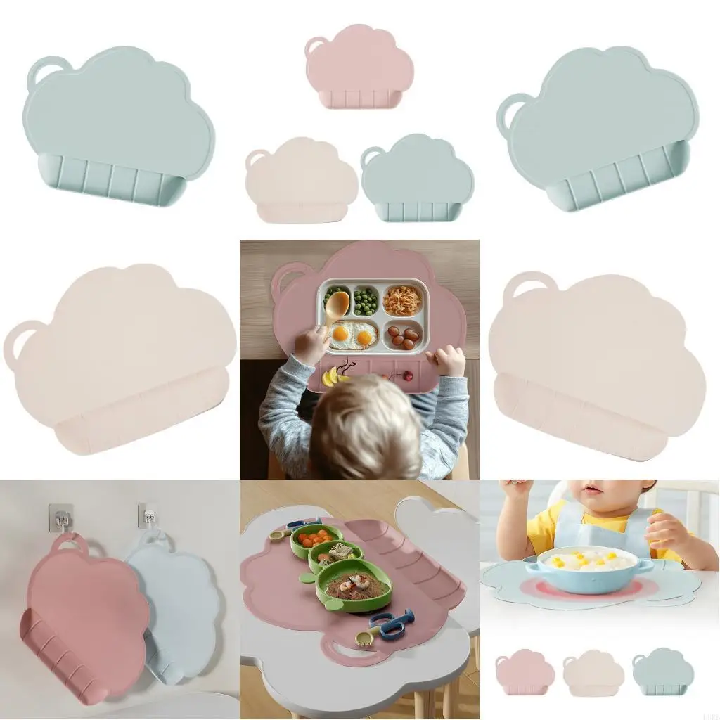 

Travel Dinner Placemat Kids Placemats Reusable Mat Portable Baby Feeding Plate Silicone Cloud Tablemats L8RB