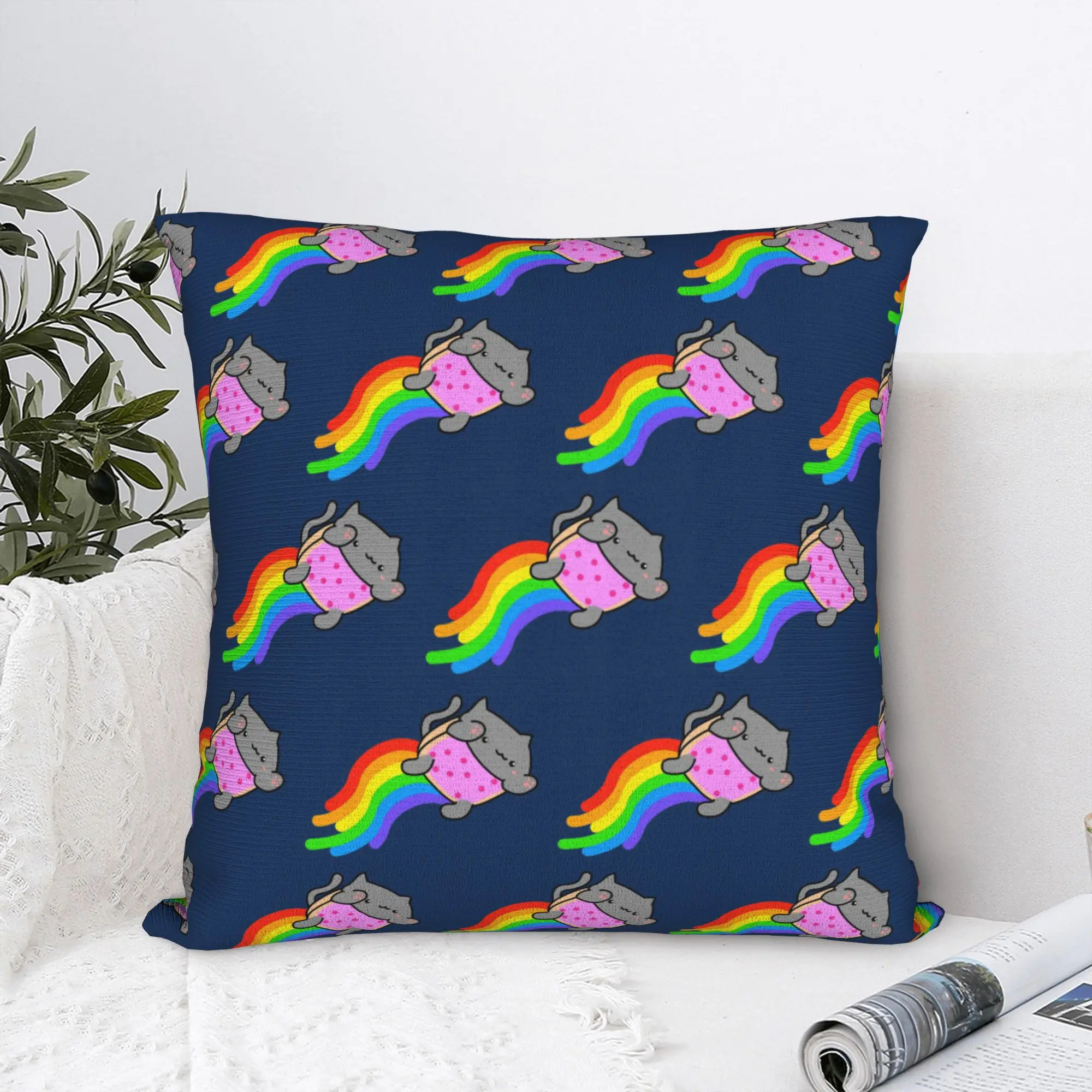Nyan-Cats Rainbow Funny Game Pillowcase Printed Polyester Cushion Cover Gift Internet Meme Pillow Case Cover Home Square