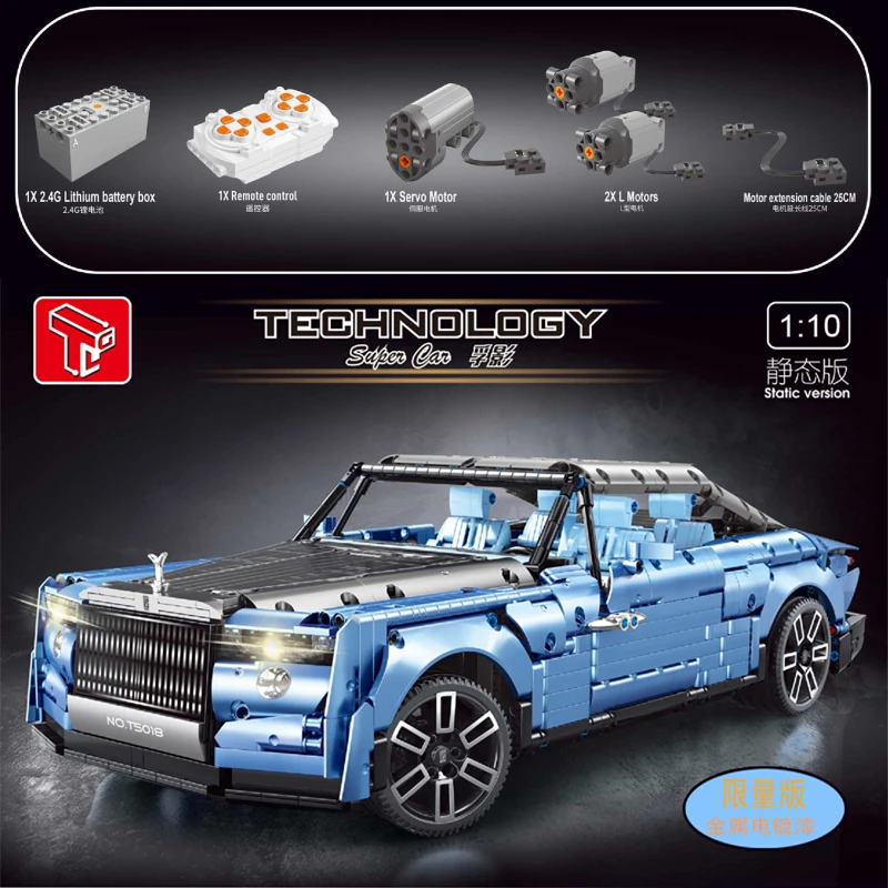 

With Motor MOC T5018 2903Pcs 1:10 Super Sport Racing Luxury Car Model Building Blocks Bricks Classic Toy Boy Kid Christmas Gifts