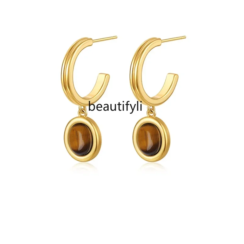 zq High-Grade Earrings Women's Simple Elegant European and American Retro Affordable Luxury Special-Interest Design Earrings