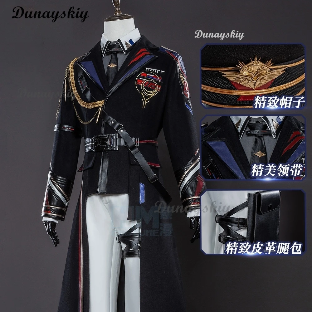 Игра Love and Deepspace Caleb Косплей Костюм Парик Черный Farspace Полковник Униформа Тренч Шляпа Хэллоуин Вечеринка для Мужчин Карнавал