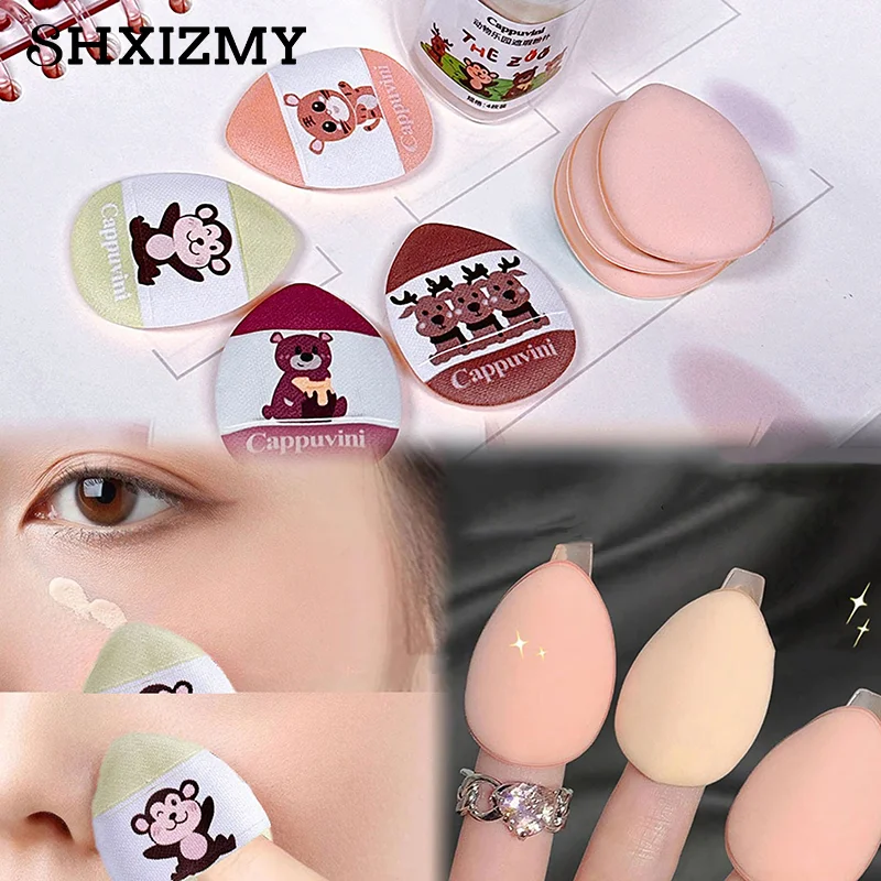 Cartoon Mini Finger Puff Foundation Powder Detail Makeup Sponge Face Concealer Cream Blend Cosmetic Accessories Makeup Tools