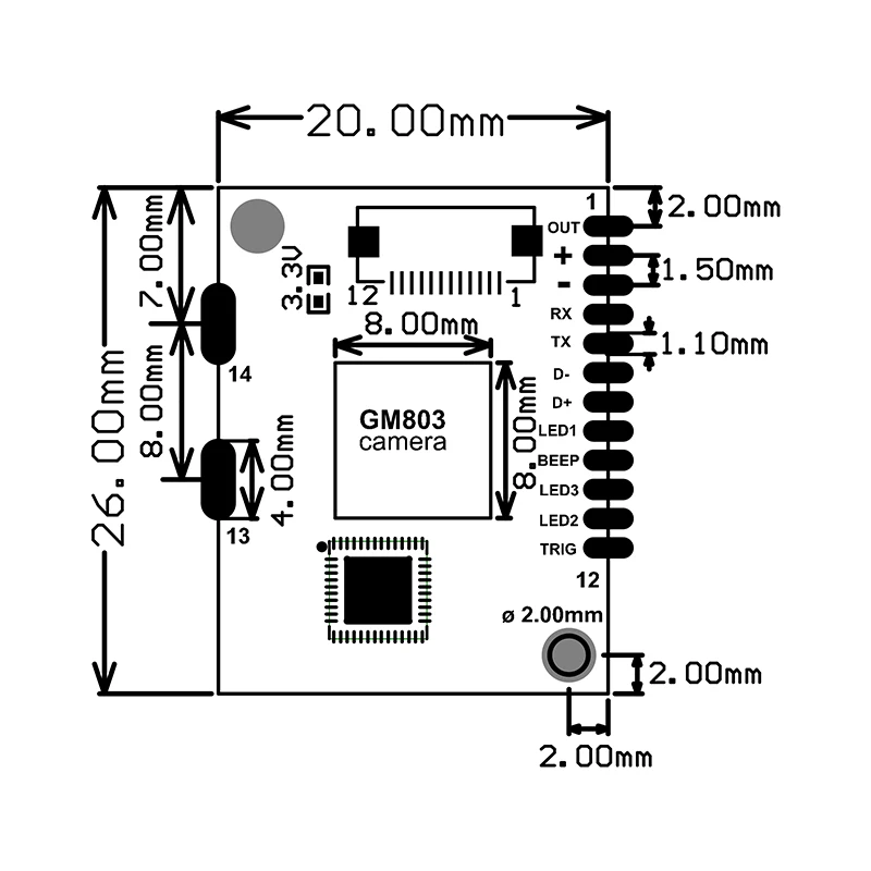 GM803シリーズuart usb DC3.3Vバーコードスキャナリーダーモジュール1D/2D qrバーコードリーダーandroid arduino