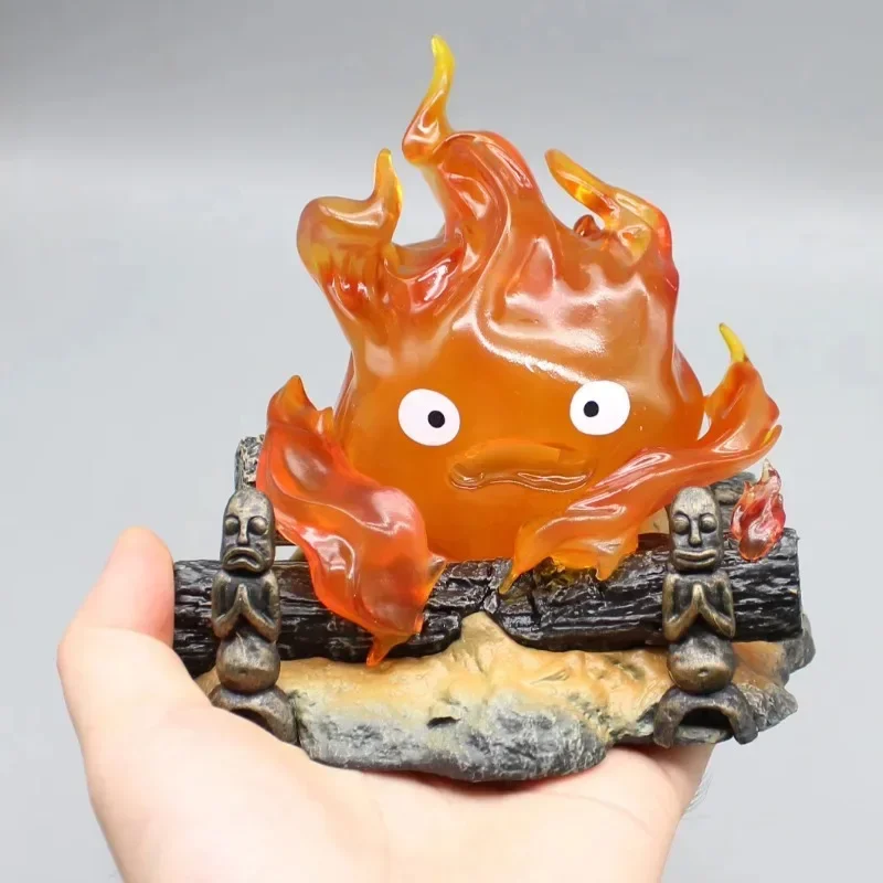 Calcifer ضوء الليل الكرتون أنيمي مصباح على شكل شعلة Calcifer تمثال بولي كلوريد الفينيل نموذج مكتب زخرفة غرفة مكتب زينة الهالوين هدية #3