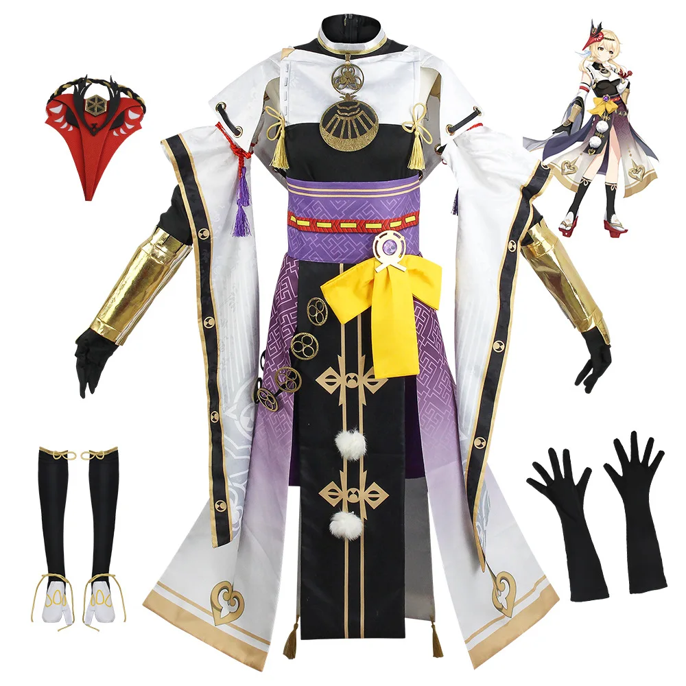 Genshin Impact Kujou Sara Cosplay Costume Full Set Adult Women Anime Game Halloween Comic Con Stage Performance Outfit