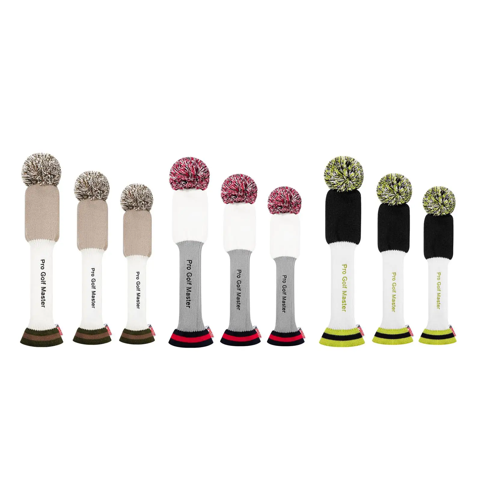 3 ชิ้นกอล์ฟไม้ Headcovers น้ําหนักเบากันฝุ่นป้องกันการลื่นถักกีฬากลางแจ้ง