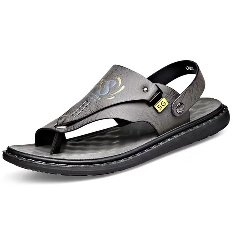 Mens Summer Sandals Indoor And Outdoor Beach Sandals Flip-flops Casual Thong Leather Slip On Two Uses Athletic Slipper Soft_voghion.com