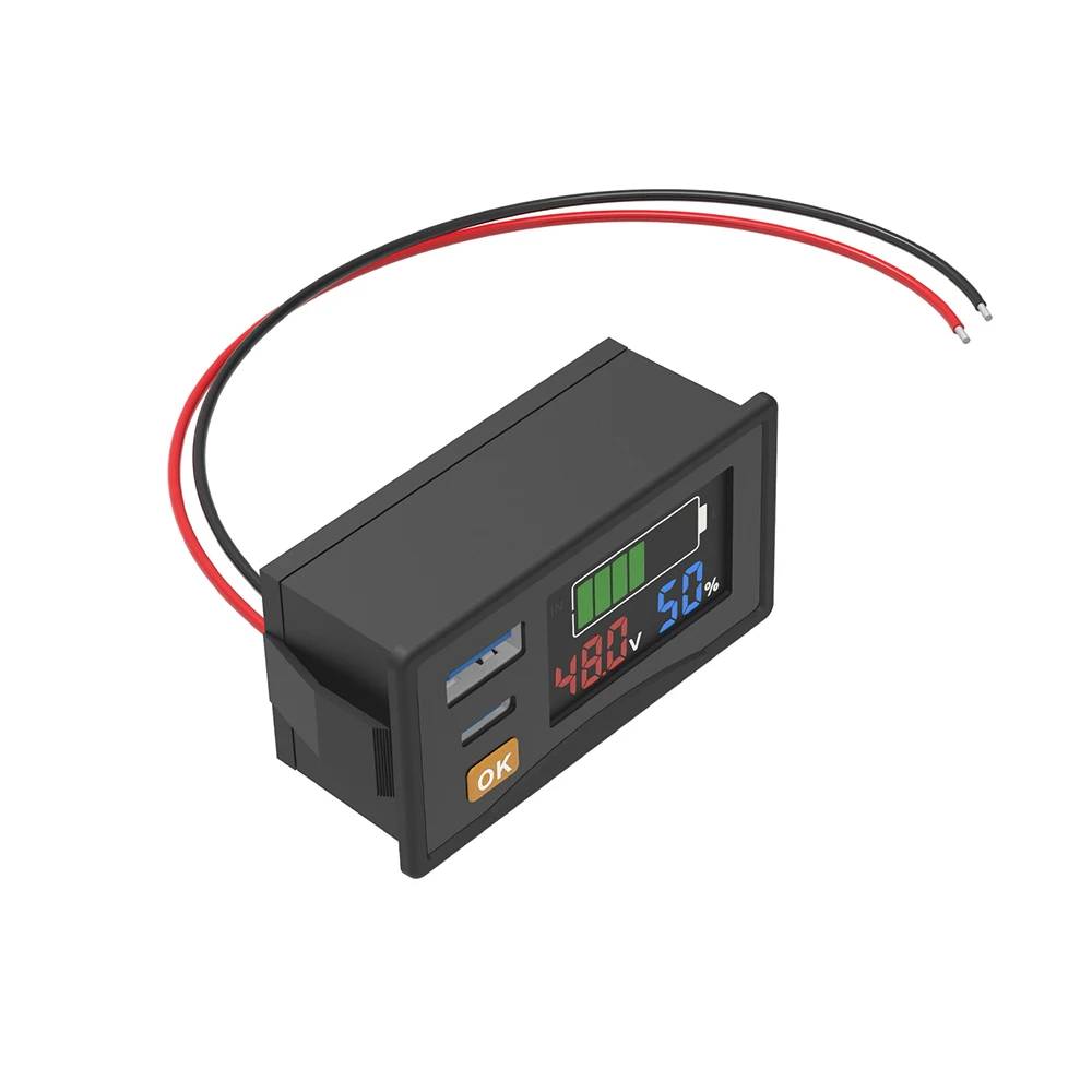 DC 12-24V Digitaler Voltmeter Batteriestandsanzeige USB+Typ C 30W Ausgangsspannungstester Leistungsmesser Auto-Kapazitätsmonitor – Detail 10