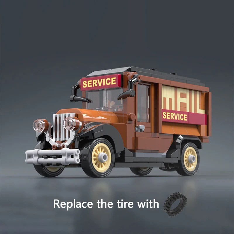 مدينة خدمة نموذج سيارة MOC قوالب بناء شاحنة البريد الرجعية وحدات التكنولوجيا الهدايا عطلة تجميع ألعاب أطفال البدلة #5