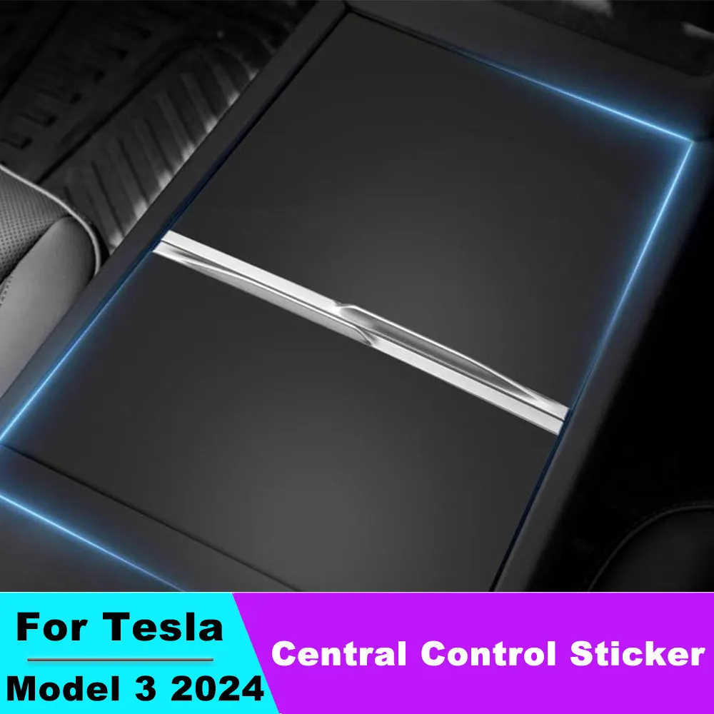 

For Tesla New Model 3 2024 Central Control Panel Sticker Wood Grain Interior Console Accessories Trim