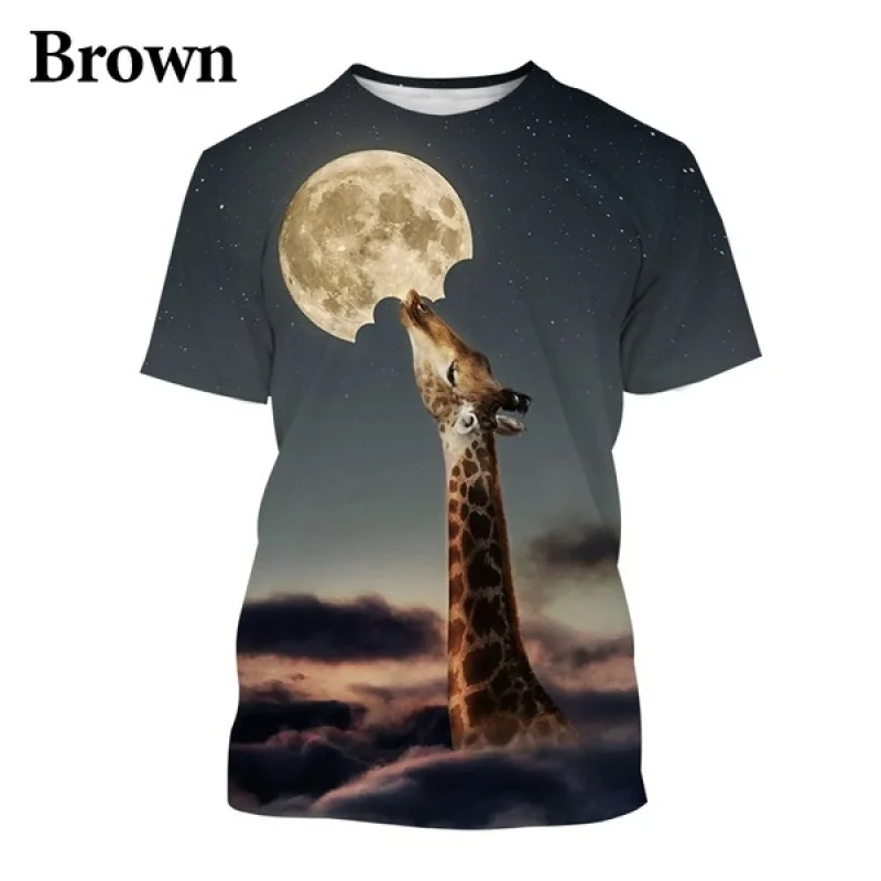 2022 New Fashion Giraffe 3D Printed T-shirt for Men and Women Casual Funny Short-sleeved T-shirt