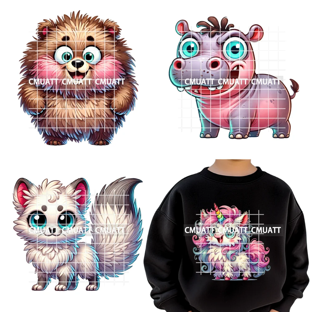 

15cm 5.9in Kid Cute Sloppy Baby Pet Animal Iron On DTF Thermal Decals Washable Heat Transfer Stickers For T-Shirts