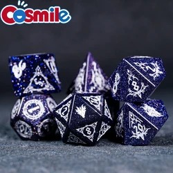 Creative Angled Glass Dice DND Handmade D4-D20 Polyhedral Gemstone Dice Set with Leather Box for D&D Role Playing Board Games