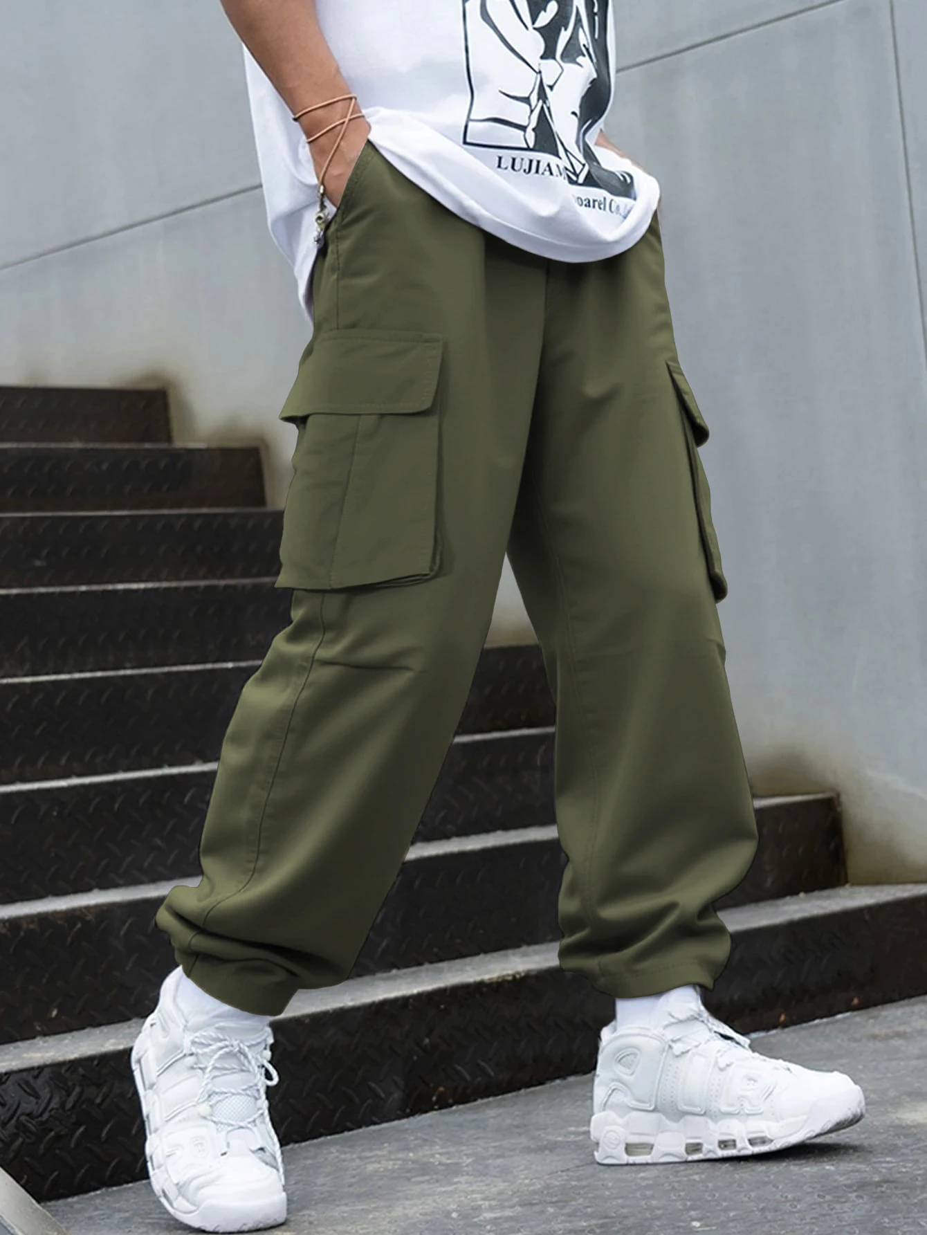 3D Pockets, Street-bombing Workwear, Trendy Functional Lacing, Loose-fitting Casual Pants, Men's Straight-cut Fashion
