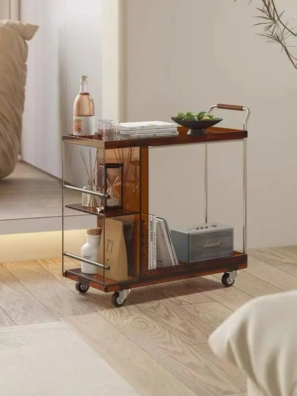 الشمال عربة الاكريليك الجرف ضوء غرفة المعيشة الفاخرة الجانب عدد قليل من بسيطة المنقولة الطعام سيارة أثاث القرون الوسطى خزانة جانبية